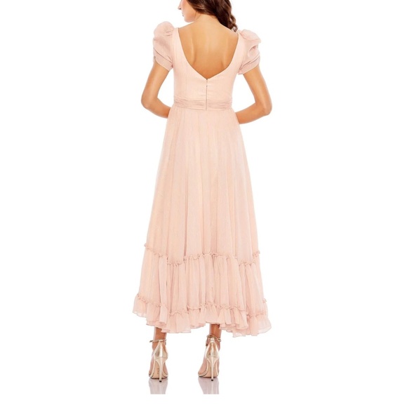 NWT | Mac Duggal 68187 Midriff Keyhole Puff Sleeve Dress Pink | Sz 6 - Picture 2 of 3